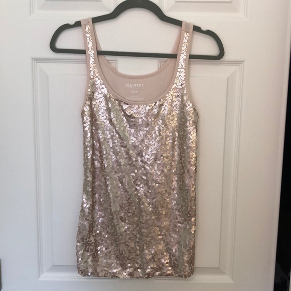 Old Navy Tops - 2 for $8 Old Navy Champagne and Black sequin tank tops